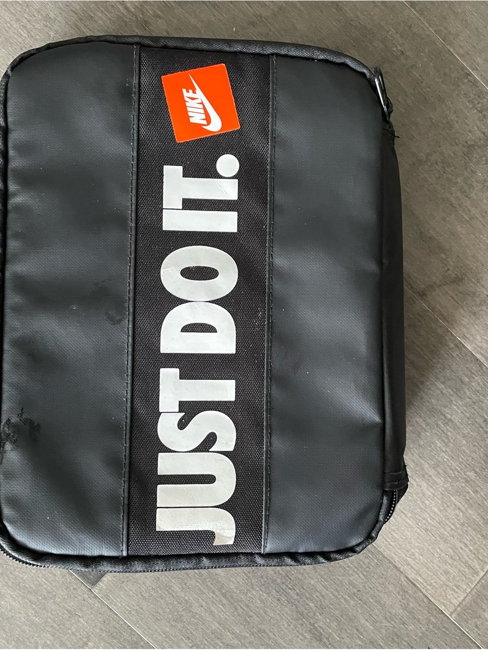 Nike Just Do It Insulated Lunch Box Bag Black Orange Trim Gently Used